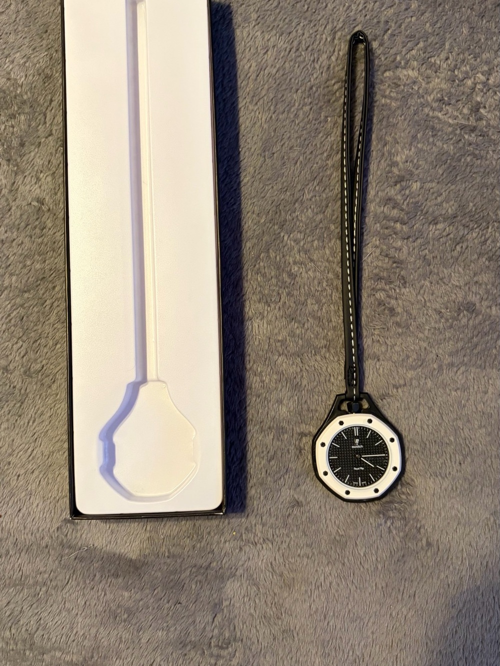 Swatch Black and White Portable Tag with Wrist Strap